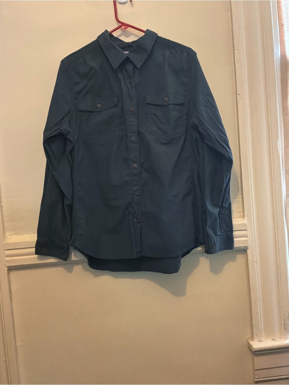 Carhartt dark teal button-up work shirt